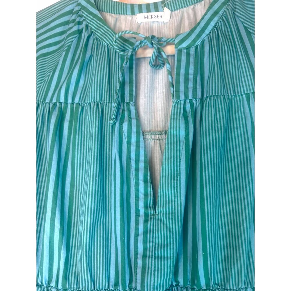 Mersea Blue and Green Striped Dress - Size L/XL - Picture 4 of 12